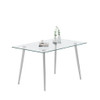 Thick Tempered Glass Top Dining Table & Stainless Steel Legs - Silver
