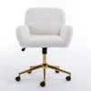 Office Chair, Artificial Rabbit Hair Home Office Chair With Golden Metal Base, Adjustable Desk Chair Swivel Office Chair, Vanity Chair Office Chair, Artificial Rabbit Hair Home Office Chair With Golden Metal Base, Adjustable Desk Chair Swivel Office Chair, Vanity Chair