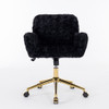 Office Chair, Artificial Rabbit Hair Home Office Chair With Golden Metal Base, Adjustable Desk Chair Swivel Office Chair, Vanity Chair Office Chair, Artificial Rabbit Hair Home Office Chair With Golden Metal Base, Adjustable Desk Chair Swivel Office Chair, Vanity Chair