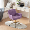 Office Chair, Artificial Rabbit Hair Home Office Chair With Golden Metal Base, Adjustable Desk Chair Swivel Office Chair, Vanity Chair Office Chair, Artificial Rabbit Hair Home Office Chair With Golden Metal Base, Adjustable Desk Chair Swivel Office Chair, Vanity Chair