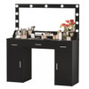 Vanity Desk With Large Mirror, 3 Colour Lighting Modes, Adjustable Brightness, Dresser With 3 Drawers & 2 Vertical Cabinets, Makeup Vanity Table For Women & Girls Vanity Desk With Large Mirror, 3 Colour Lighting Modes, Adjustable Brightness, Dresser With 3 Drawers & 2 Vertical Cabinets, Makeup Vanity Table For Women & Girls