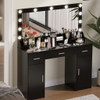 Vanity Desk With Large Mirror, 3 Colour Lighting Modes, Adjustable Brightness, Dresser With 3 Drawers & 2 Vertical Cabinets, Makeup Vanity Table For Women & Girls Vanity Desk With Large Mirror, 3 Colour Lighting Modes, Adjustable Brightness, Dresser With 3 Drawers & 2 Vertical Cabinets, Makeup Vanity Table For Women & Girls