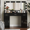 Vanity Desk With Large Mirror, 3 Colour Lighting Modes, Adjustable Brightness, Dresser With 3 Drawers & 2 Vertical Cabinets, Makeup Vanity Table For Women & Girls Vanity Desk With Large Mirror, 3 Colour Lighting Modes, Adjustable Brightness, Dresser With 3 Drawers & 2 Vertical Cabinets, Makeup Vanity Table For Women & Girls