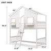 House Bunk Bed With Roof, Window, Window Box, Door, With Safety Guardrails And Ladder House Bunk Bed With Roof, Window, Window Box, Door, With Safety Guardrails And Ladder