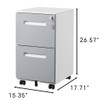 3 Drawer Mobile Locking File Cabinet, Rolling Filing Cabinet For Letter / A4 Size With 5 Wheels - Gray