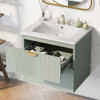 Modern Wall-Mounted Bathroom Vanity With 2 Drawers, Ideal For Small Bathrooms - Green Modern Wall-Mounted Bathroom Vanity With 2 Drawers, Ideal For Small Bathrooms - Green