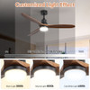 Ceiling Fan With Lights 3 Solid Wood Fan Blade Noiseless Reversible Motor Remote Control - Black