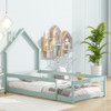 Wood Bed With House Shaped Headboard Floor Bed With Fences Wood Bed With House Shaped Headboard Floor Bed With Fences