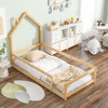 Wood Bed With House Shaped Headboard Floor Bed With Fences Wood Bed With House Shaped Headboard Floor Bed With Fences