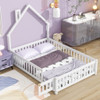 House-Shaped Headboard Floor Bed With Fence House-Shaped Headboard Floor Bed With Fence