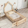 House-Shaped Headboard Floor Bed With Fence House-Shaped Headboard Floor Bed With Fence
