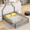 House-Shaped Headboard Floor Bed With Fence House-Shaped Headboard Floor Bed With Fence