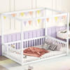 Canopy Frame Floor Bed With Fence, Guardrails