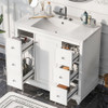Contemporary Bathroom Vanity Cabinet, 4 Drawers & 1 Cabinet Door, Multipurpose Storage, Resin Integrated Sink, Adjustable Shelves, Solid Wood Frame With MDF Contemporary Bathroom Vanity Cabinet, 4 Drawers & 1 Cabinet Door, Multipurpose Storage, Resin Integrated Sink, Adjustable Shelves, Solid Wood Frame With MDF