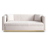 Contemporary Vertical Channel Tufted Velvet Sofa Loveseat Upholstered 2 Pieces Set With 4 Pillows