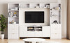 4 Piece Entertainment Wall Unit With 13 Shelves, 8 Drawers And 2 Cabinets, Multifunctional TV Stand Media Storage Cabinet With Fluted Line Surface For Living Room, For TVs Up To 70"