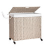 Laundry Hamper With Lid PE Rattan Powder Coating Frame Clothes Hampers With 2 Removable Bags Laundry Hamper With Lid PE Rattan Powder Coating Frame Clothes Hampers With 2 Removable Bags