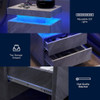 Nightstand LED, Bedside Table Cabinet With 2 Drawers For Bedroom