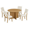 Topmax - 5 Piece Modern Round Dining Table Set Pedestal Kitchen Table Set With 4 Upholstered Dining Chairs For Studio, Apartment, Small Places Topmax - 5 Piece Modern Round Dining Table Set Pedestal Kitchen Table Set With 4 Upholstered Dining Chairs For Studio, Apartment, Small Places