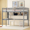 Loft Bed With Desk And Shelves, Safety Guardrail And Ladder Loft Bed With Desk And Shelves, Safety Guardrail And Ladder