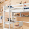 Loft Bed With Desk And Shelves, Safety Guardrail And Ladder Loft Bed With Desk And Shelves, Safety Guardrail And Ladder