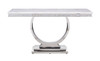 Zander - Printed Faux Marble Top Mirrored Sofa Table - Silver / White