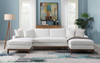 Valiant - Chenille Sectional Sofa With 4 Pillows - Ivory Valiant - Chenille Sectional Sofa With 4 Pillows - Ivory