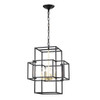 4 Light Metal Lantern Tiered Pendant Hanging Light Fixtures, Industrial Farmhouse Adjustable Height Chandeliers For Dining Room Hallway Foyer Entryway (E12 Bulbs Not Included)