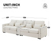 Upholstered Sofa With Console, 2 Cupholders And 2 USB Ports Wired Or Wirelessly Charged, Modern Linen Fabric Couches With 4 Pillows For Living Room, Apartment (4-Seat) Upholstered Sofa With Console, 2 Cupholders And 2 USB Ports Wired Or Wirelessly Charged, Modern Linen Fabric Couches With 4 Pillows For Living Room, Apartment (4-Seat)