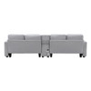 Upholstered Sofa With Console, 2 Cupholders And 2 USB Ports Wired Or Wirelessly Charged, Modern Linen Fabric Couches With 4 Pillows For Living Room, Apartment (4-Seat)