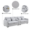Upholstered Sofa With Console, 2 Cupholders And 2 USB Ports Wired Or Wirelessly Charged, Modern Linen Fabric Couches With 4 Pillows For Living Room, Apartment (4-Seat) Upholstered Sofa With Console, 2 Cupholders And 2 USB Ports Wired Or Wirelessly Charged, Modern Linen Fabric Couches With 4 Pillows For Living Room, Apartment (4-Seat)