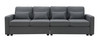 4 Seater Modern Linen Sofa With Armrest Pockets And 4 Pillows, Minimalist Style Couch For Living Room