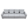 4 Seater Modern Linen Sofa With Armrest Pockets And 4 Pillows, Minimalist Style Couch For Living Room