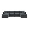 Chenille Modular Sectional Sofa, U Shaped Cloud Couch Set With Double Cushions, 6 Seat Sleeper Sofa Bed With Ottomans, Oversized Indoor Furniture For Living Room