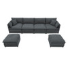 Chenille Modular Sectional Sofa, U Shaped Cloud Couch Set With Double Cushions, 6 Seat Sleeper Sofa Bed With Ottomans, Oversized Indoor Furniture For Living Room