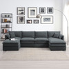 Chenille Modular Sectional Sofa, U Shaped Cloud Couch Set With Double Cushions, 6 Seat Sleeper Sofa Bed With Ottomans, Oversized Indoor Furniture For Living Room Chenille Modular Sectional Sofa, U Shaped Cloud Couch Set With Double Cushions, 6 Seat Sleeper Sofa Bed With Ottomans, Oversized Indoor Furniture For Living Room