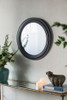 Circle Wall Mirror With Wooden Frame, Antique Classic Accent Mirror, For Living Room - Black