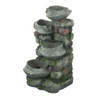 Indoor Outdoor Stone Water Fountain, 4 Tier Polyresin Cascading Rock Bowl Freestanding Fountain With LED Ligh - Gray