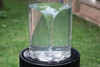 Heavy Cement Round Ribbed Outdoor Water Fountain With Light - Black White