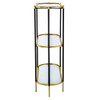 3 Tier Metal Console Table, Mirrored Shelf - Golden Black