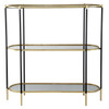 3 Tier Metal Console Table, Mirrored Shelf - Golden Black