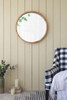 Wood Round Mirror, Farmhouse Decor Style Circle Wall Mirror For Living Room Bathroom Entryway - Brown