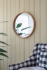 Wood Round Mirror, Farmhouse Decor Style Circle Wall Mirror For Living Room Bathroom Entryway - Brown