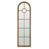 Half Round Elongated Mirror With Decorative Window Look Classic Architecture Style Solid Fir Wood Interior Decor - Brown