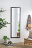 Full Length Mirror With Metal Beaded Frame, Rectangular Oversized Mirror For Living Room Bedroom - Black