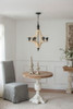6 Light Wood Chandelier, Hanging Light Fixture With Adjustable Chain For Kitchen, Bulb Not Included - Cream