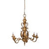 6 Light Chandelier, Hanging Light Fixture With Adjustable Chain For Kitchen Dining Room Foyer Entryway, Bulb Not Included - Gold