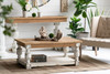 Rectangle Coffee Wooden Coffee Table, French Country Coffee Table - Brown / Antique White