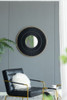 Round Carter Wooden Mirror WithIron Frame Neutral Colorway Wall Decor For Live Space