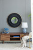 Round Carter Wooden Mirror WithIron Frame Neutral Colorway Wall Decor For Live Space